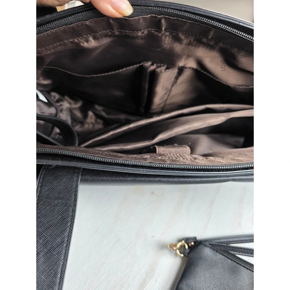 Lovevook Black Laptop Tote Bag Set Work Briefcase Minimalist Academia Large